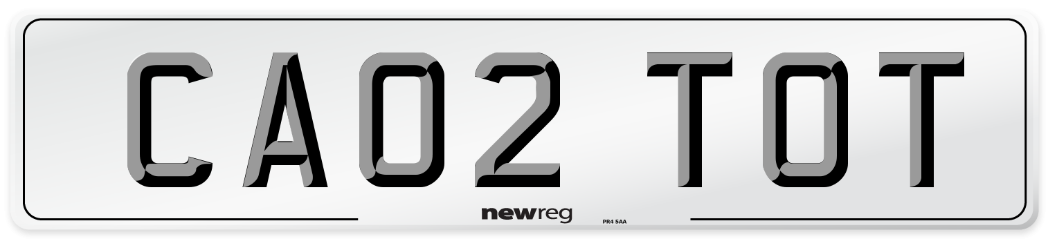 CA02 TOT Number Plate from New Reg